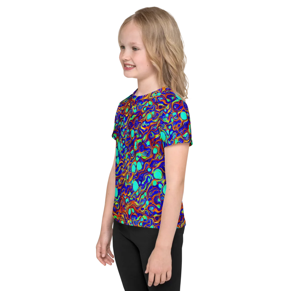 Aqua Flame on Kids Crew Neck T-Shirt — Left