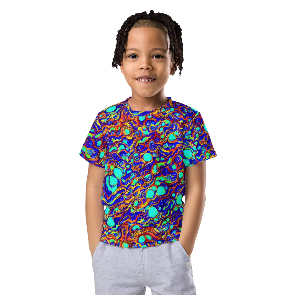 Aqua Flame on Kids Crew Neck T-Shirt — Front