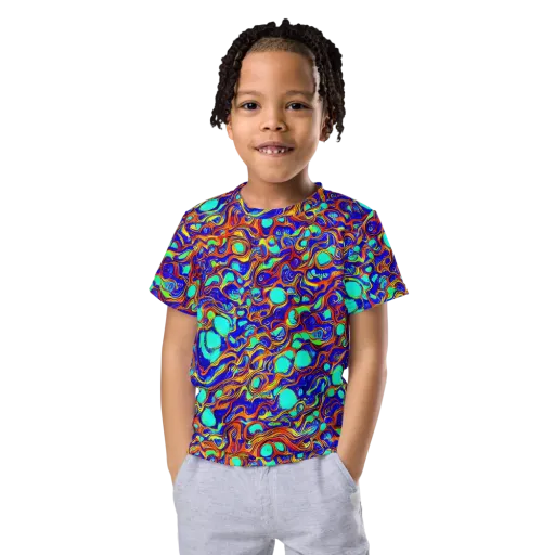 Aqua Flame on a Kids Crew Neck T-Shirt