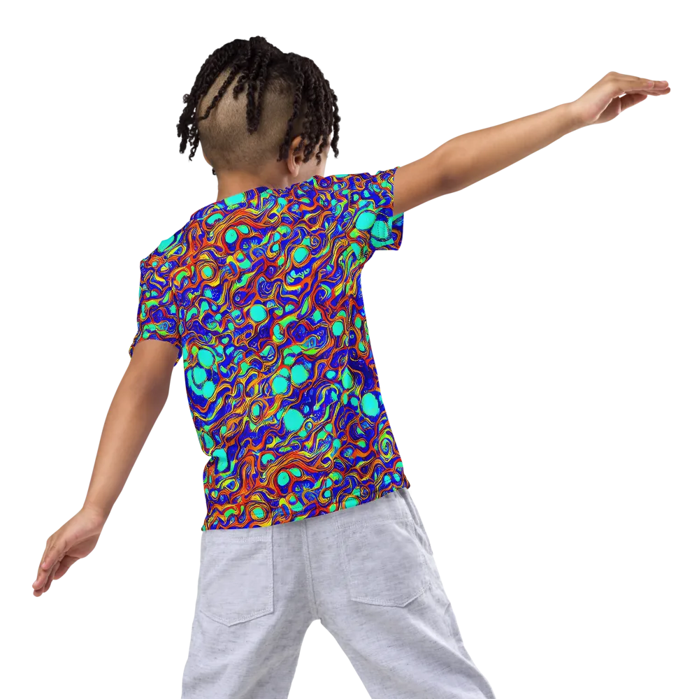 Aqua Flame on Kids Crew Neck T-Shirt — Back