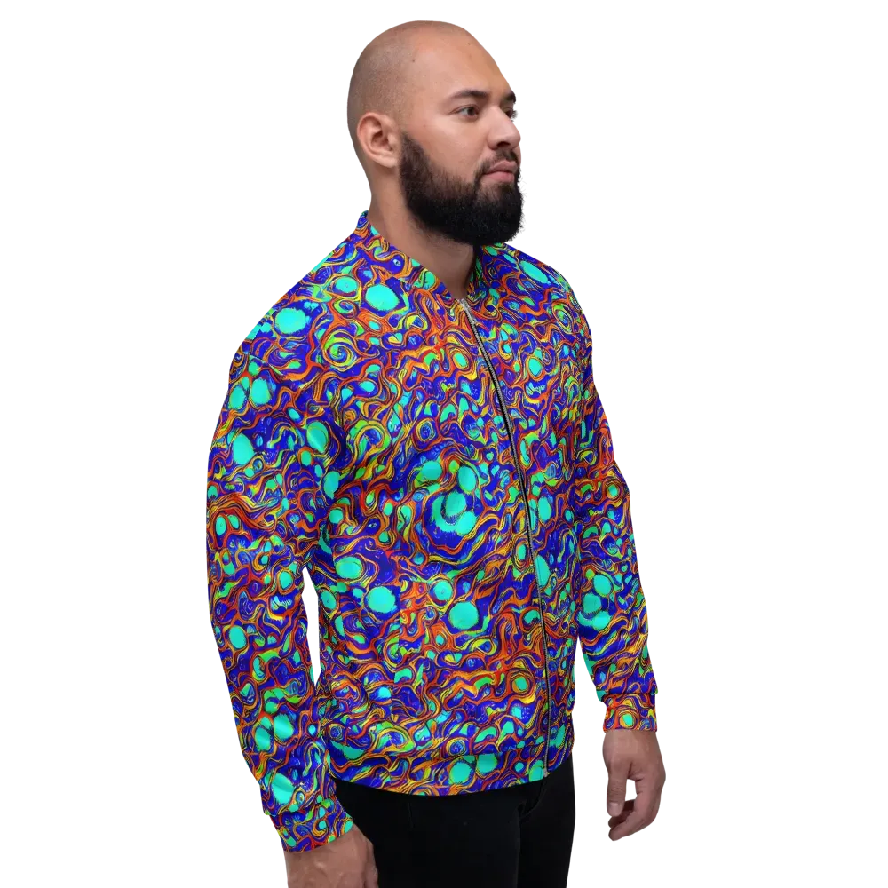 Aqua Flame on Bomber Jacket — Right