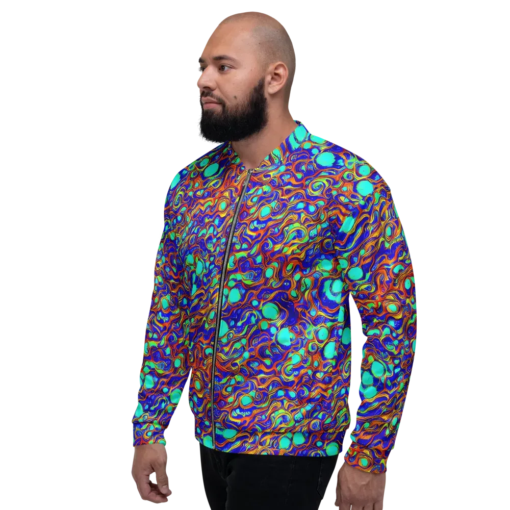 Aqua Flame on Bomber Jacket — Left