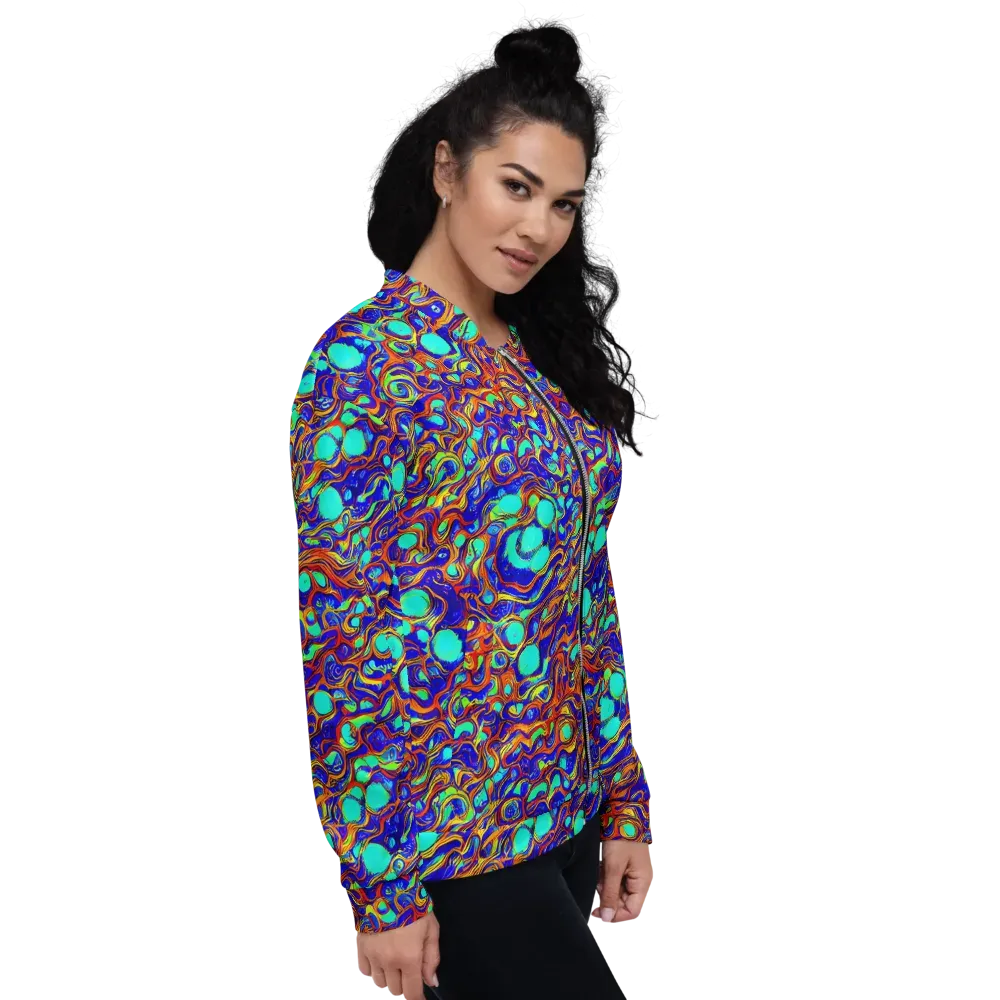 Aqua Flame on Bomber Jacket — Right