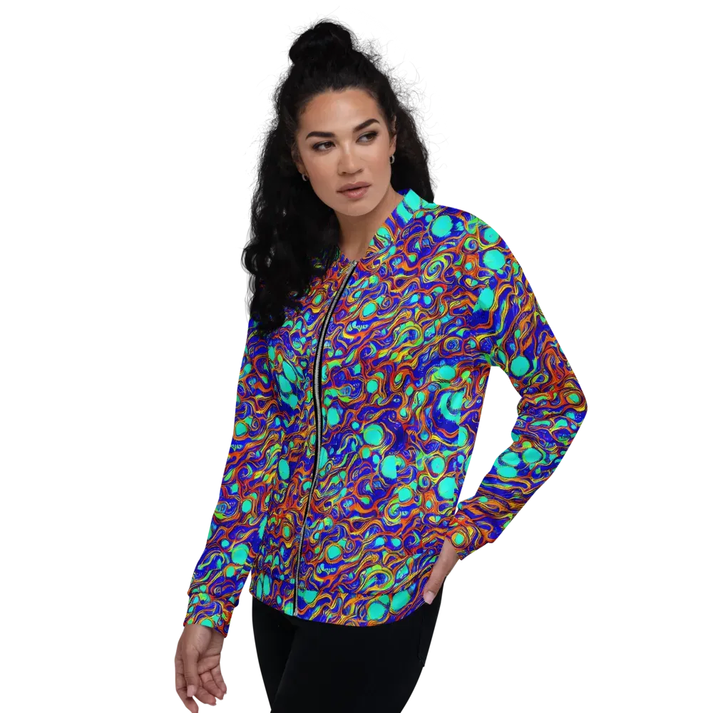 Aqua Flame on Bomber Jacket — Left