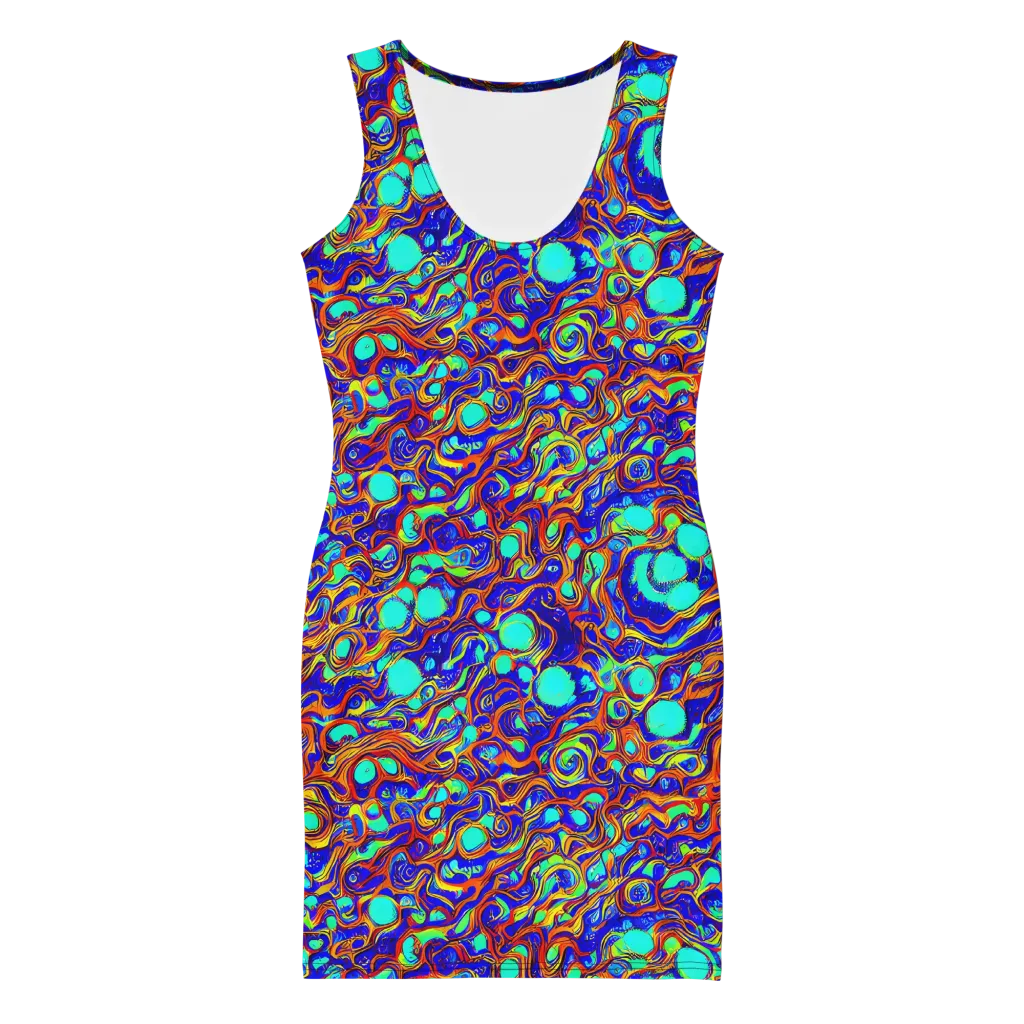 Aqua Flame on Bodycon Dress — Front