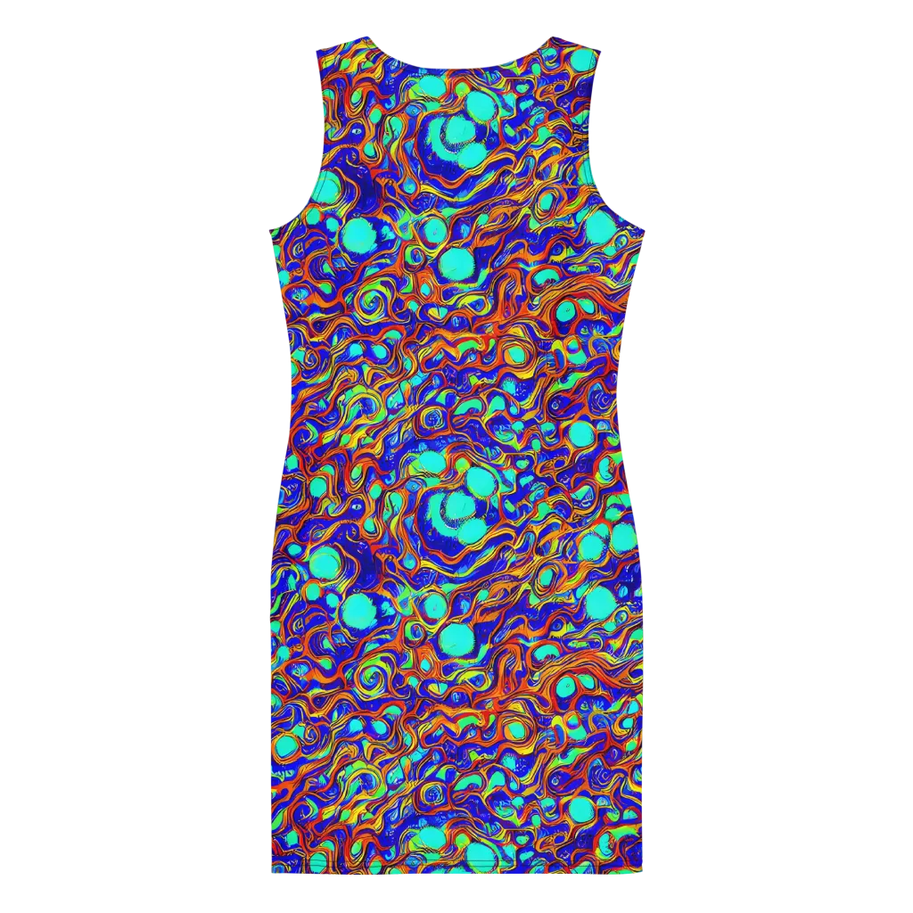 Aqua Flame on Bodycon Dress — Back
