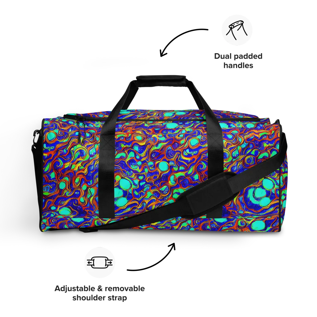 Aqua Flame on Duffle Bag — Front