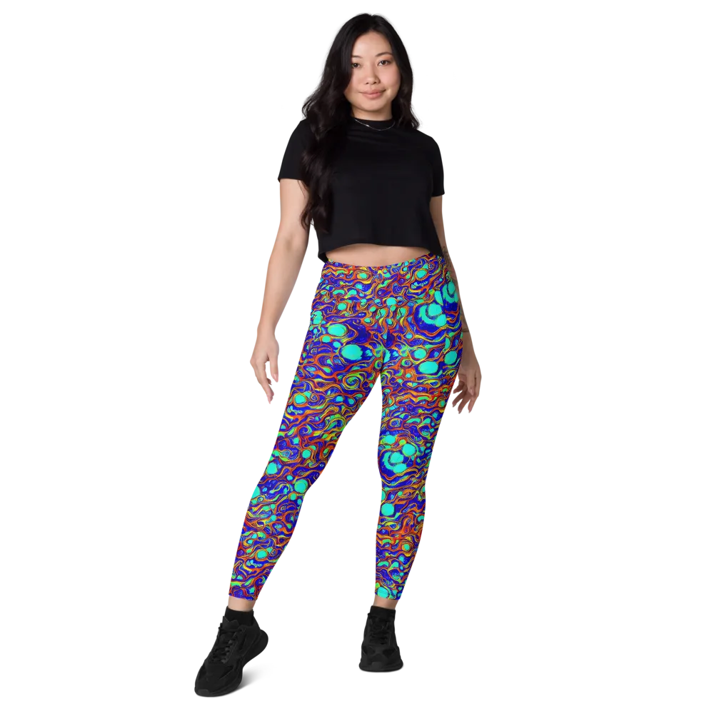 Aqua Flame on Leggings with Pockets — Front