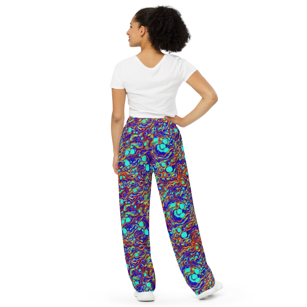 Aqua Flame on Wide-Leg Pants — Back
