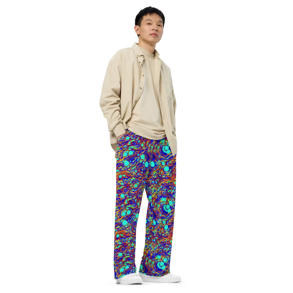 Aqua Flame on Wide-Leg Pants — Right Front