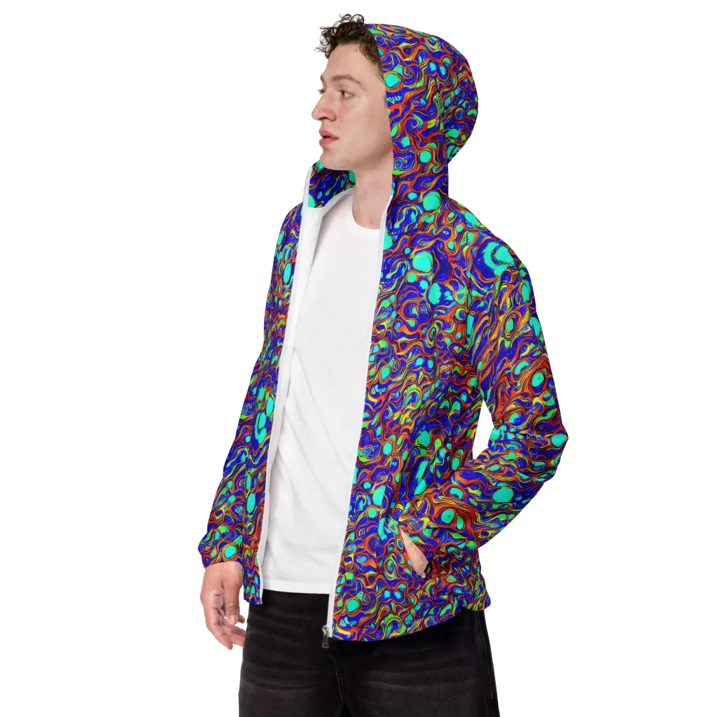 Aqua Flame on Men's Windbreaker — Left Front