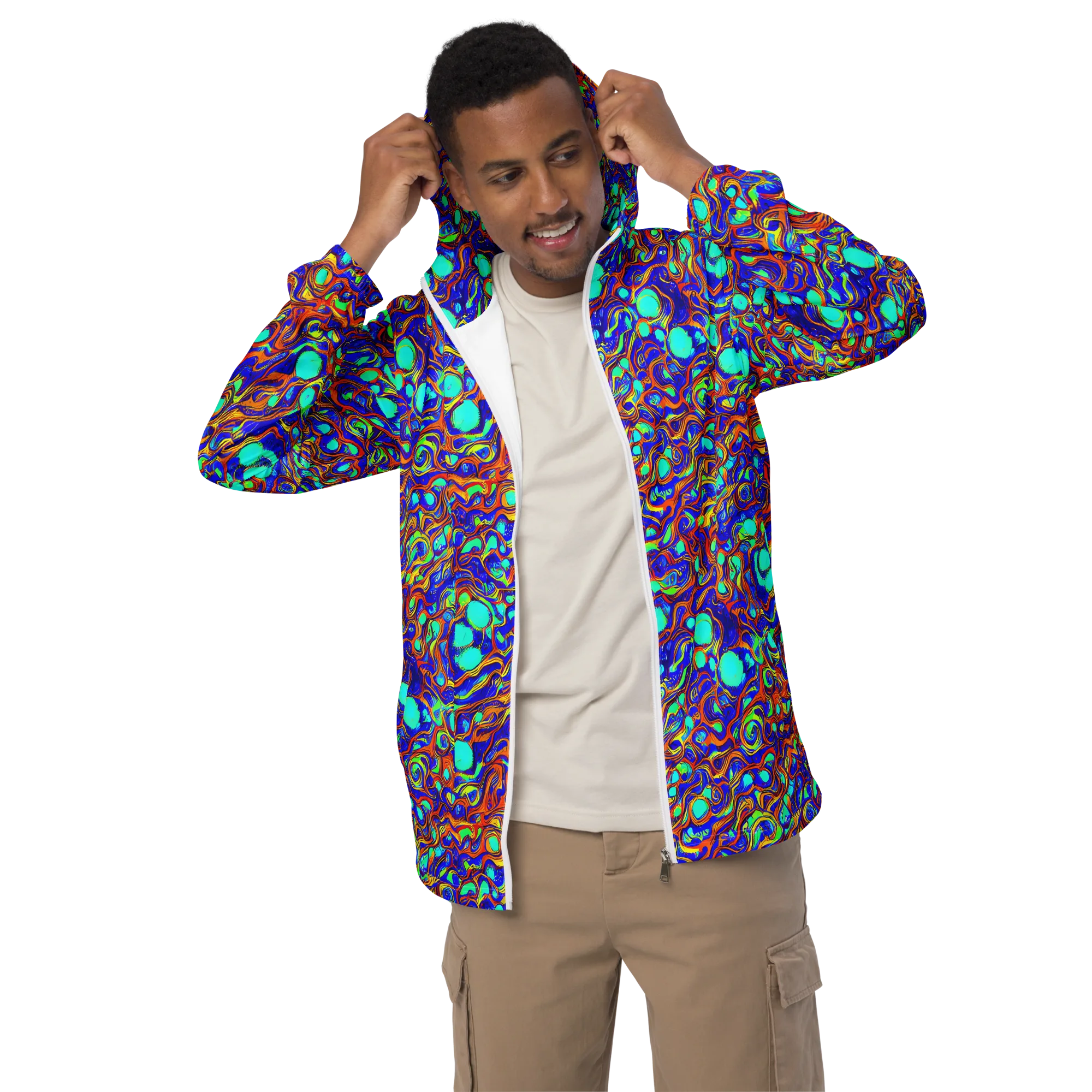 Aqua Flame on Men's Windbreaker — Front