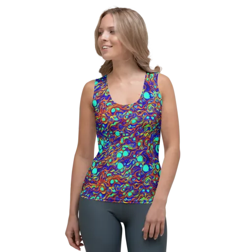 Aqua Flame on a Women's Tank Top