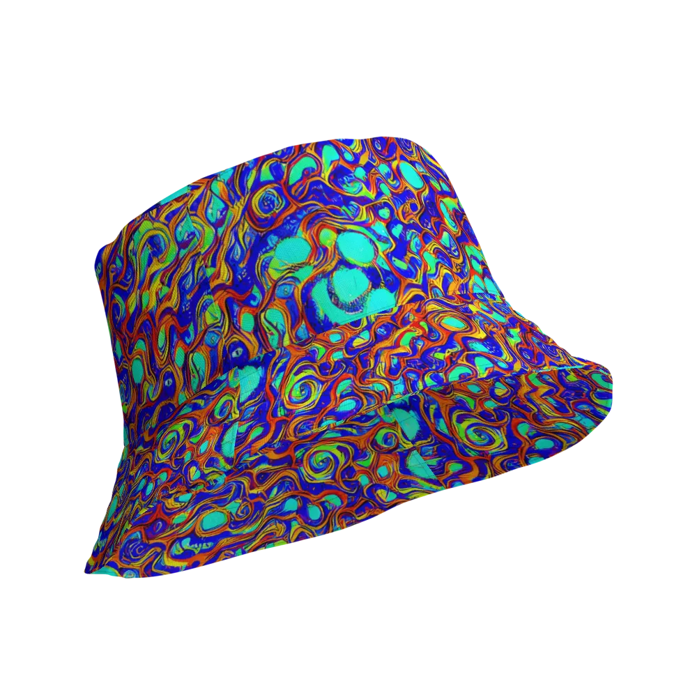 Aqua Flame on Reversible Bucket Hat — Product details Outside