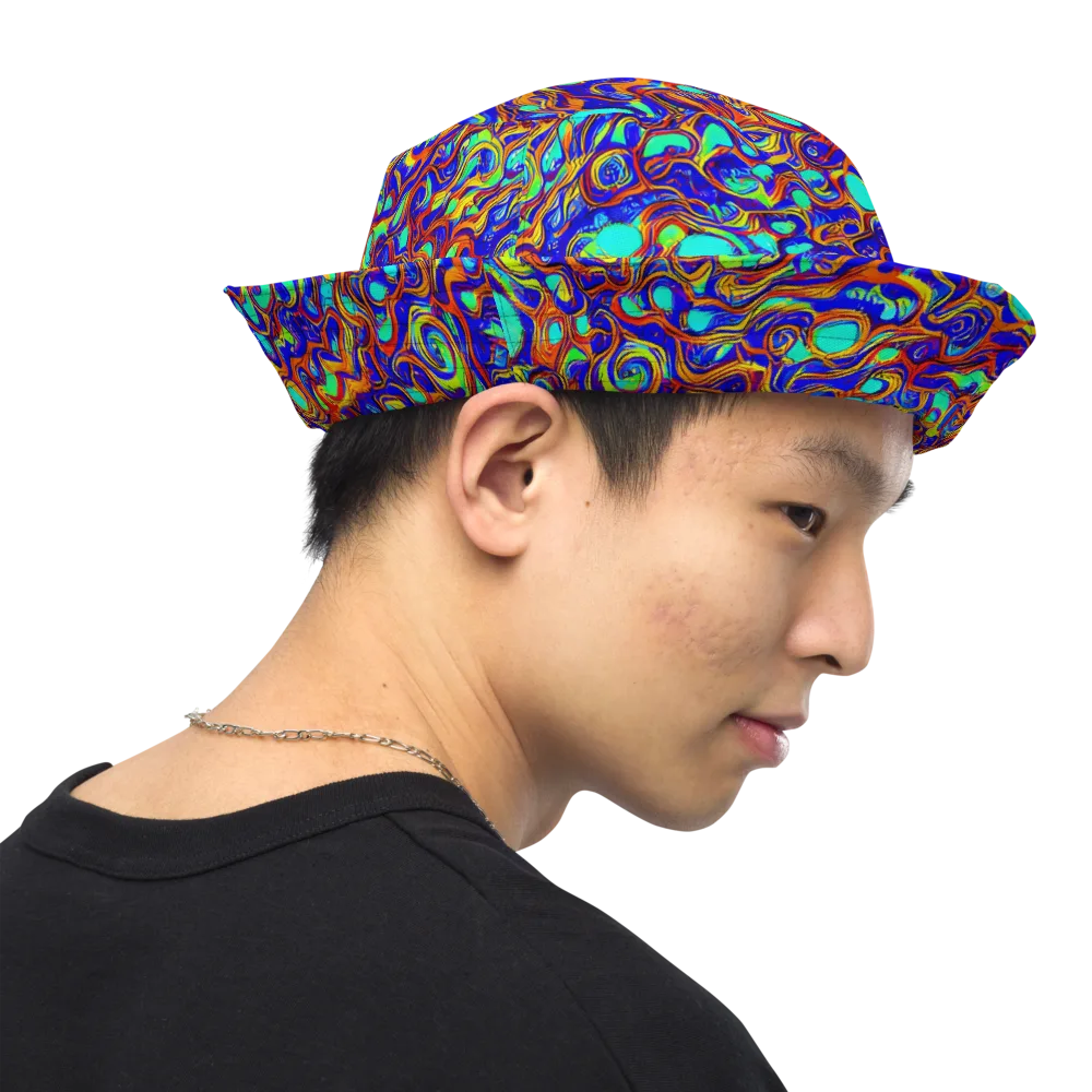 Aqua Flame on Reversible Bucket Hat — Right Outside