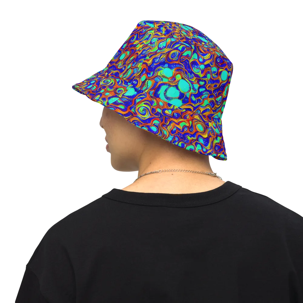 Aqua Flame on Reversible Bucket Hat — Back Inside