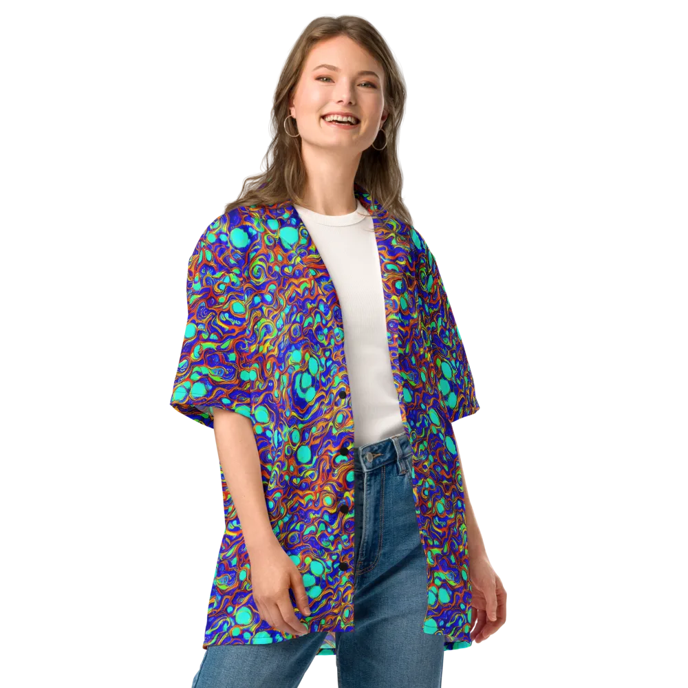 Aqua Flame on Button Shirt — Front