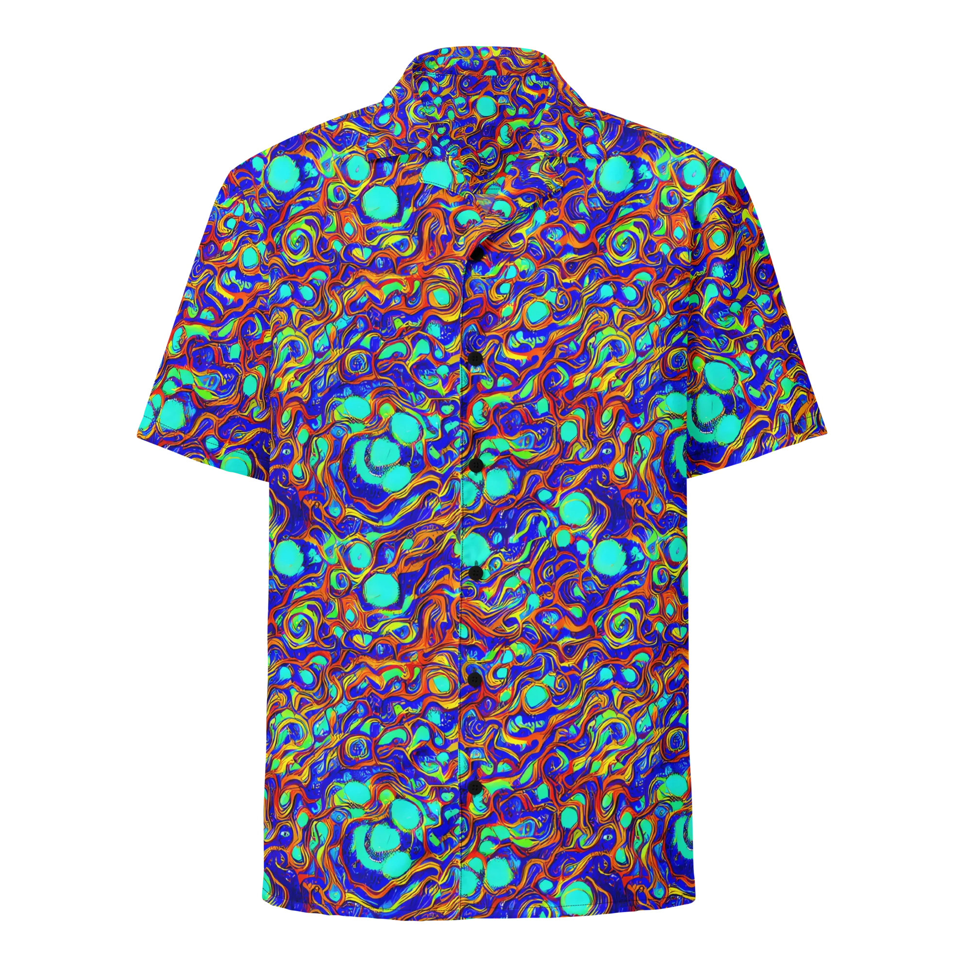 Aqua Flame on Button Shirt — Front