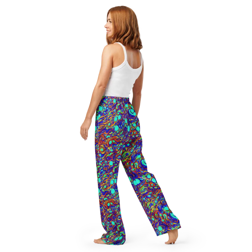 Aqua Flame on Women's Pajama Pants — Back