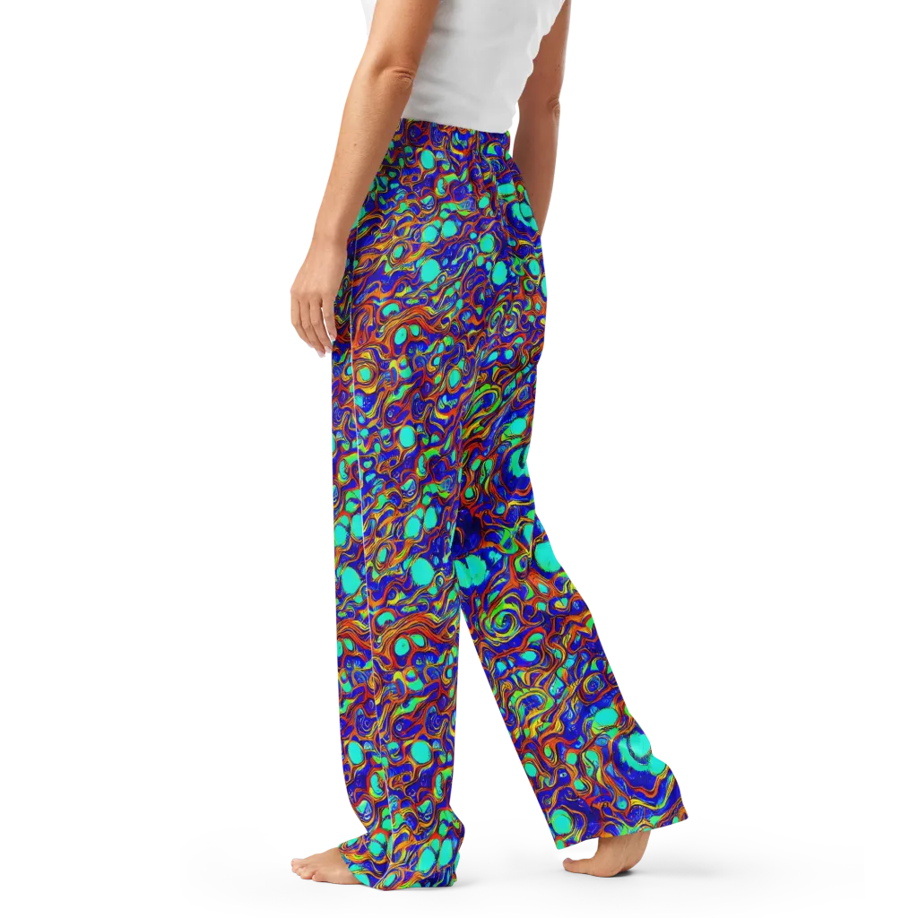 Aqua Flame on Women's Pajama Pants — Left