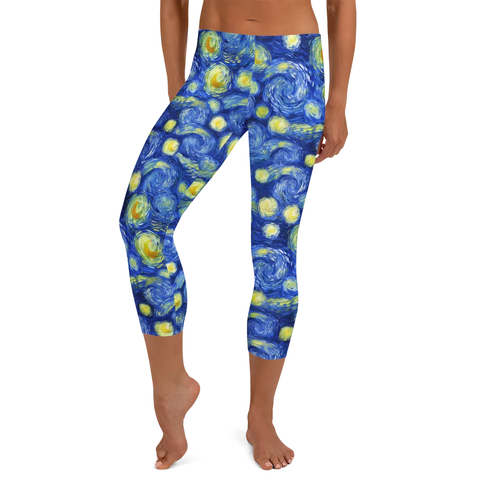 Cobalt Stardrift on Capri Leggings — Front