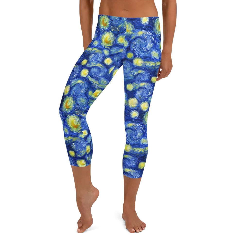 Cobalt Stardrift on Capri Leggings — Front