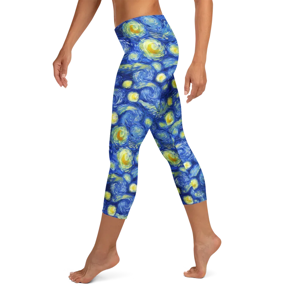 Cobalt Stardrift on Capri Leggings — Left