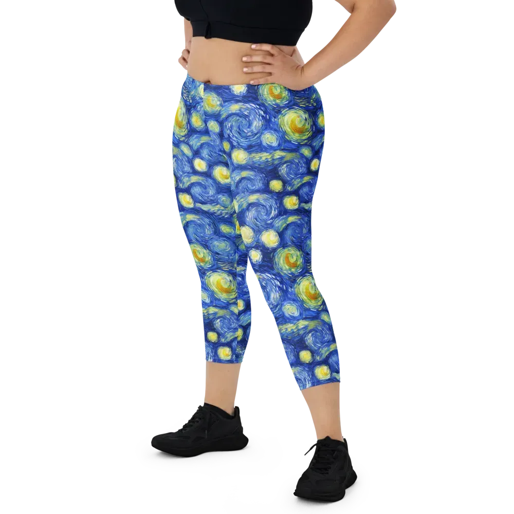 Cobalt Stardrift on Capri Leggings — Front