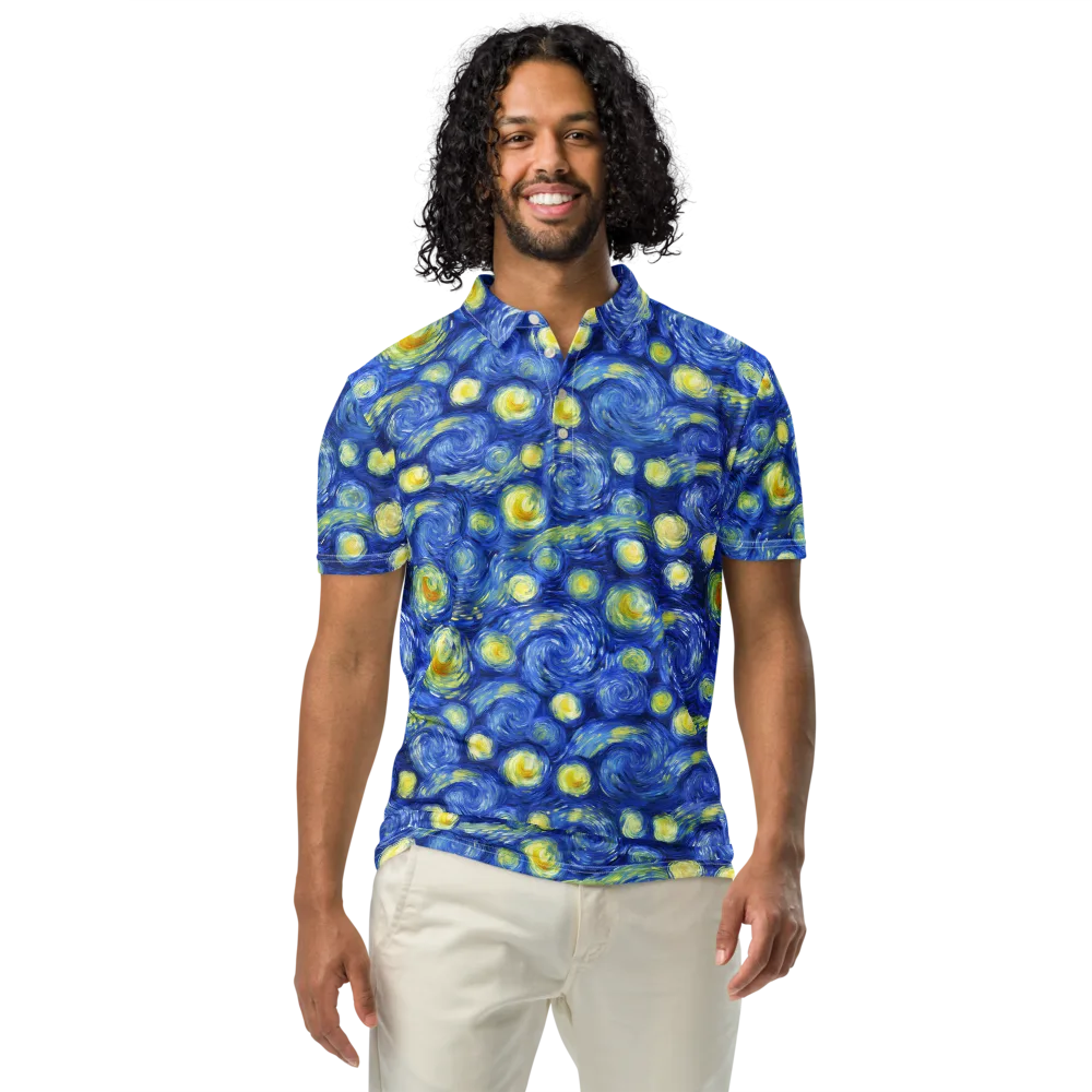 Cobalt Stardrift on Men's Slim Fit Polo Shirt — Front