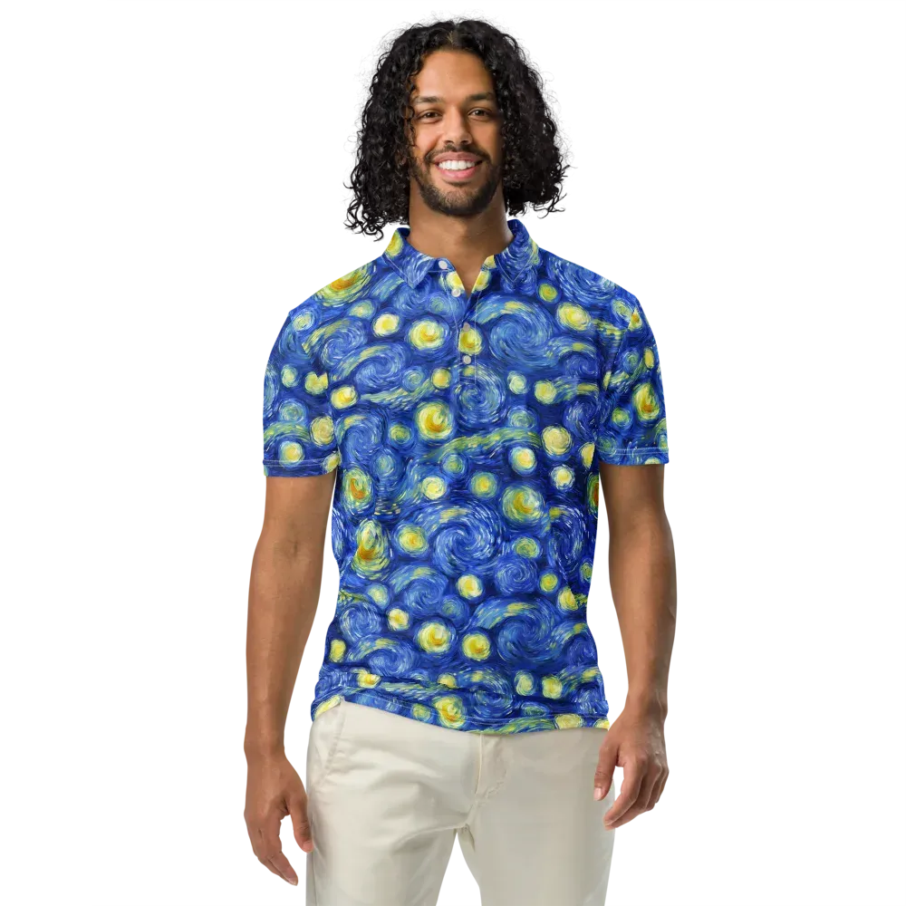 Cobalt Stardrift on Men's Slim Fit Polo Shirt — Front