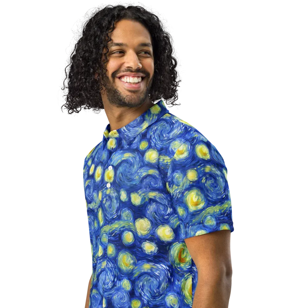 Cobalt Stardrift on Men's Slim Fit Polo Shirt — Left Front