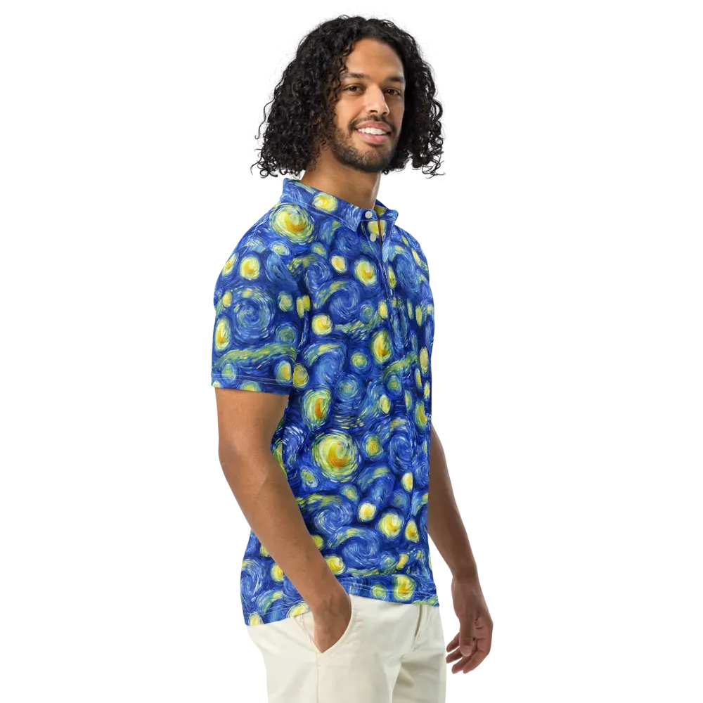 Cobalt Stardrift on Men's Slim Fit Polo Shirt — Right Front
