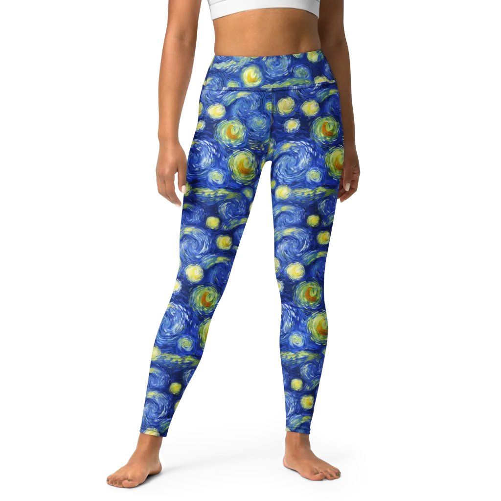 Cobalt Stardrift on Yoga Leggings — Front