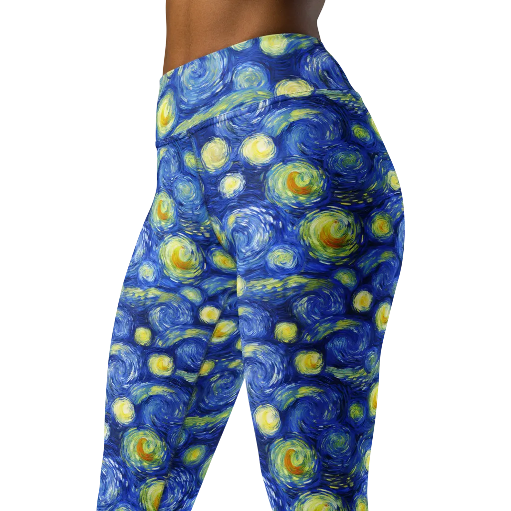 Cobalt Stardrift on Yoga Leggings — Left Front