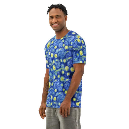 Cobalt Stardrift on a Men's Cotton Crew Neck T-Shirt