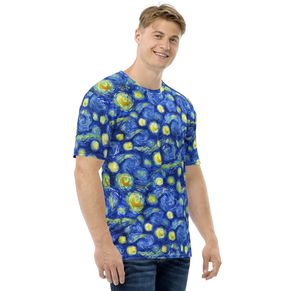 Cobalt Stardrift on Men's Crew Neck T-Shirt — Right