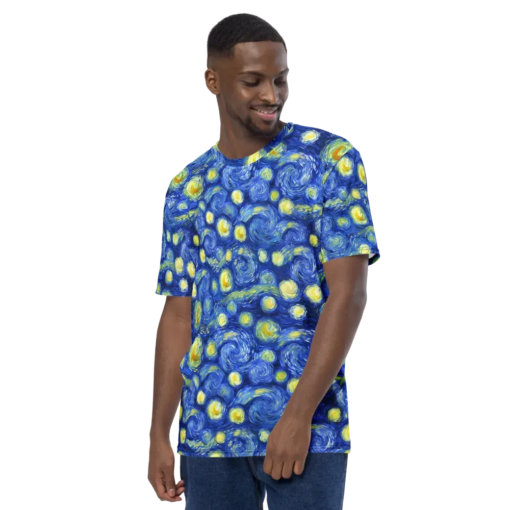 Cobalt Stardrift on Men's Crew Neck T-Shirt — Left