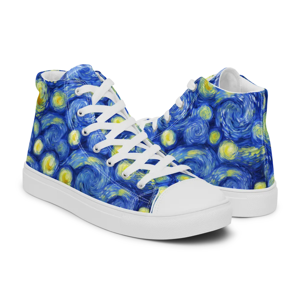 Cobalt Stardrift on Men's High Top Canvas Shoes — Right