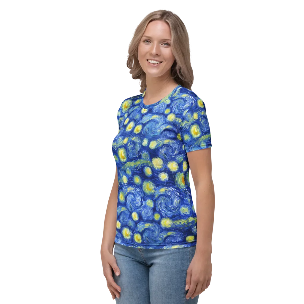 Cobalt Stardrift on Women's Crew Neck T-Shirt — Left