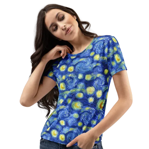 Cobalt Stardrift on a Women's Crew Neck T-Shirt