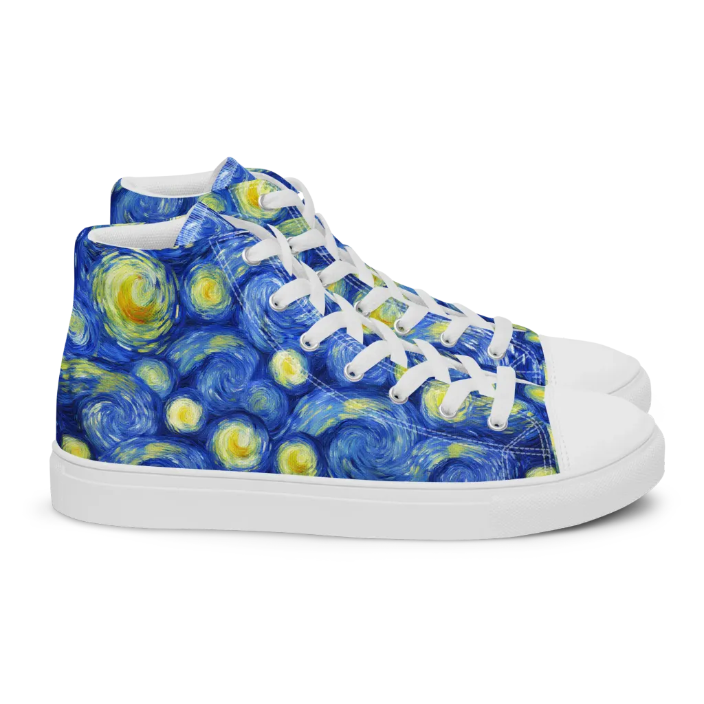 Cobalt Stardrift on Women's High Top Canvas Shoes — Right
