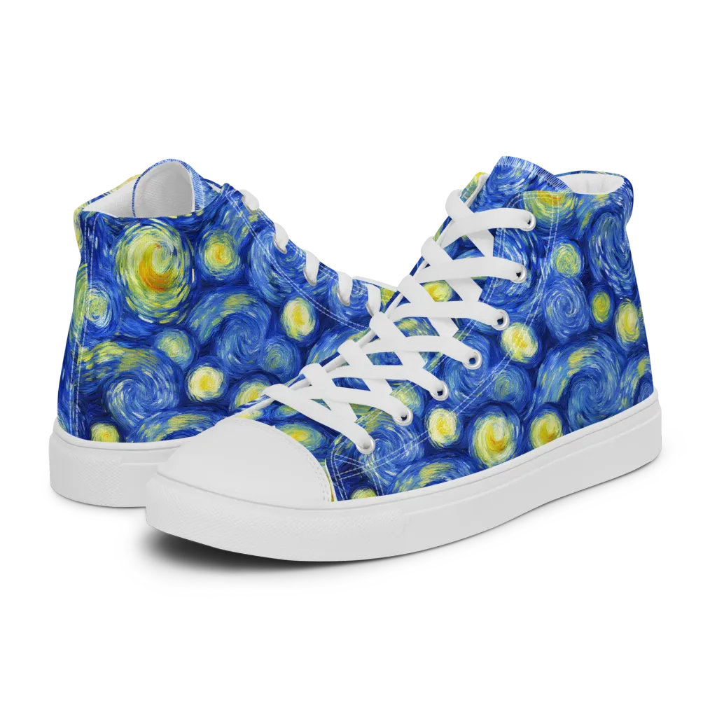 Cobalt Stardrift on Women's High Top Canvas Shoes — Left