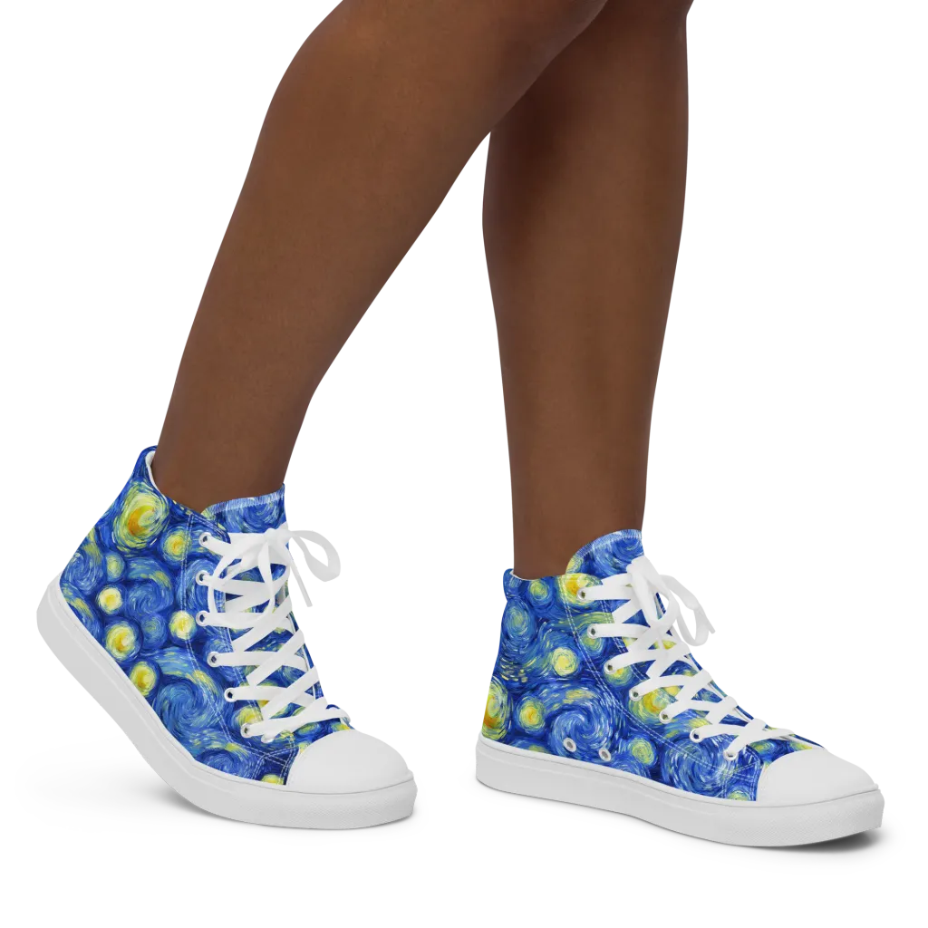 Cobalt Stardrift on Women's High Top Canvas Shoes — Right