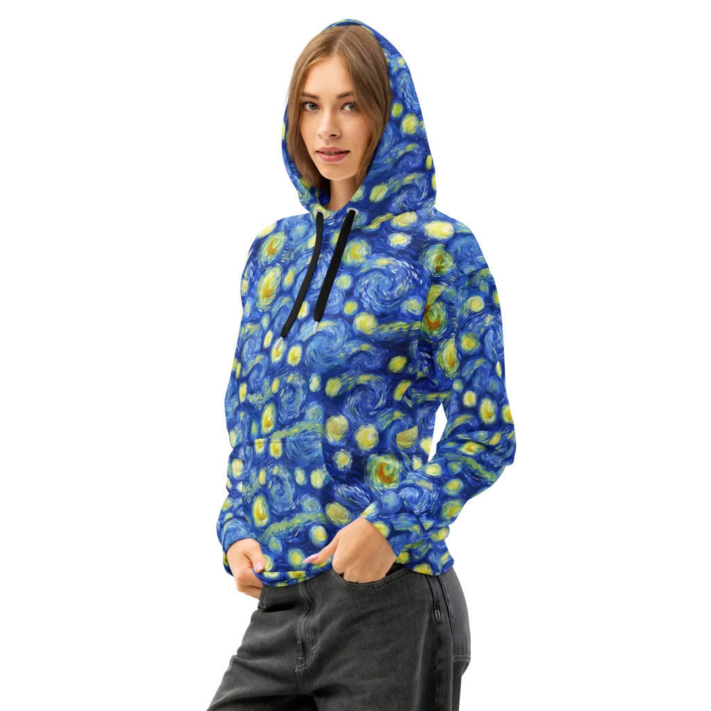 Cobalt Stardrift on Cotton Hoodie — Left Front
