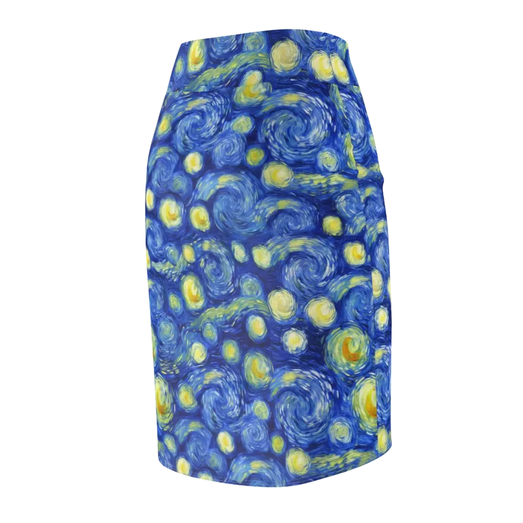 Cobalt Stardrift on Pencil Skirt — Back Side
