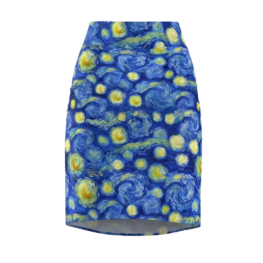 Cobalt Stardrift on a Pencil Skirt