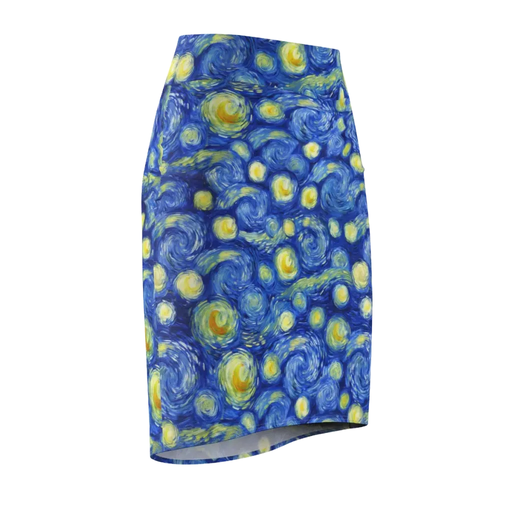 Cobalt Stardrift on Pencil Skirt — Front Side