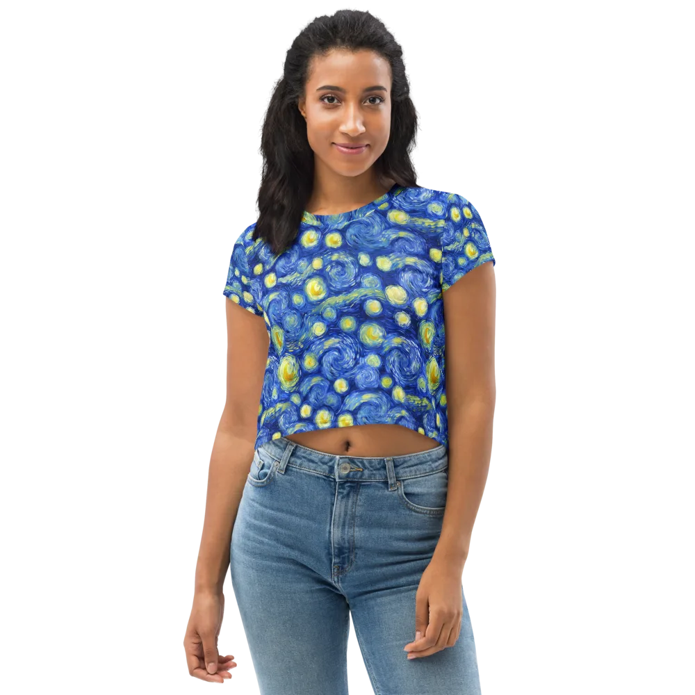 Cobalt Stardrift on Crop Tee — Front