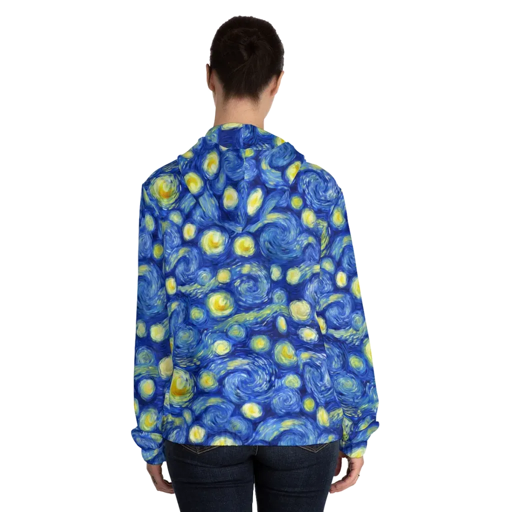 Cobalt Stardrift on Women's Full-Zip Hoodie — Back On Person