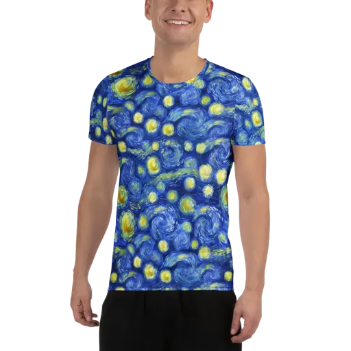 Cobalt Stardrift on a Men's Athletic T-Shirt